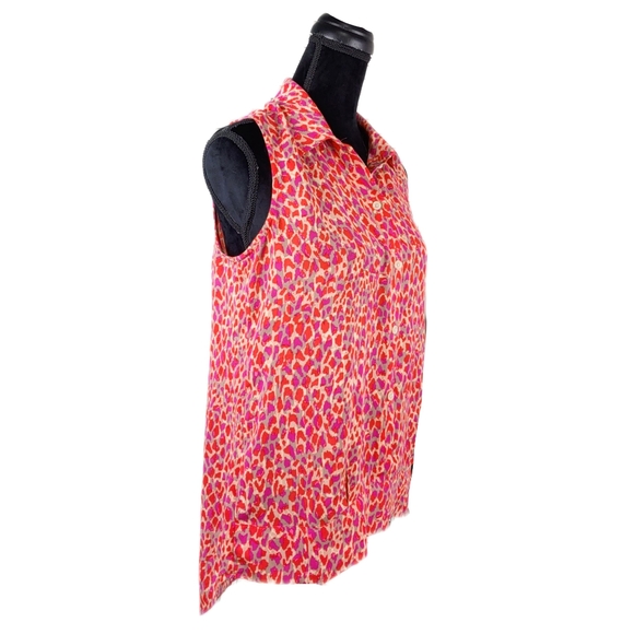 CAbi Wmns S Sleeveless Collared Button Down Red Purple 3270 Heartbreaker Blouse - Picture 3 of 9